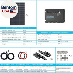 【New Upgrades】 200 Watt Solar Panel Kit 12 Volt N-Type Starter Kit with 2 Pcs 1