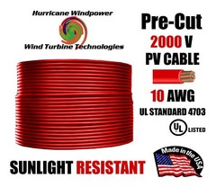 10 AWG Gauge PV Wire 1000/2000 Volt Pre-Cut 15-500 Ft for Solar Installation RED