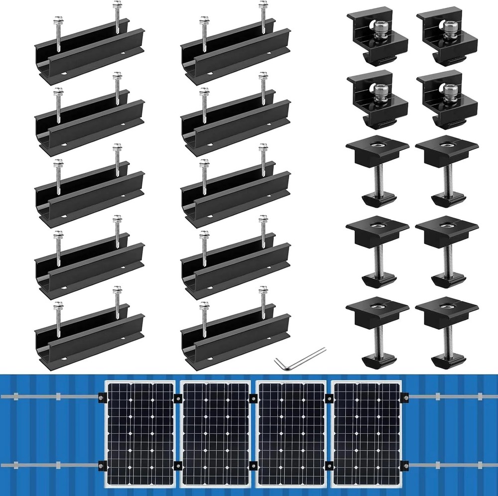 Anbte Solar Panel Mounting Brackets for Roof, Aluminum Solar Rails, Black | Sola