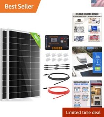 200 Watts 12 Volt/24 Volt Solar Panel Kit with High Efficiency Monocrystallin…