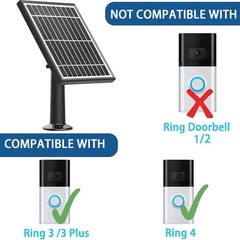 Solar Panel Compatible with Video Doorbell 3/3 Plus/4, Waterproof Charge Cont…