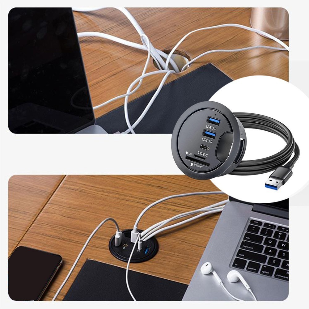 Desk Grommet Hub Data Management Easy Installation Enhanced Data Transfer Speeds