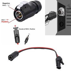 LP-20 2 Pin Power Industrial Circular Connector to Solar Panel Cable Adapter