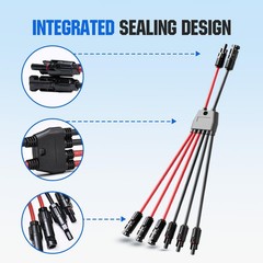 Integrated Solar Connector 2-6 Y Branch Parallel PV Adapter Cable Wire Plug T…