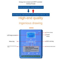 2KW 12/24/48V MPPT Wind Solar Hybrid Charge Controller W/ Dump Load LCD Display