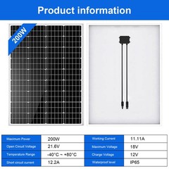 200W 12V Solar Panel Kit High Efficiency Moncrystalline Module Marine Boat Home