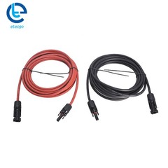 25 Feet Extension Cable Wire Connector Solar Panel 12AWG Black + Red 1 Pair