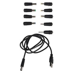 USB to DC Charging Cable Featuring Compact Design and Multiple Adapters