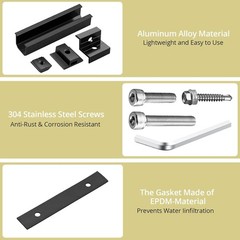 Solar Panel Mounting Brackets, Included 10 X 4.72 in Rails + 4 End Clamps + 6 Ce