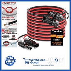 50FT Red & Black Solar Panel Extension Cable 12AWG for RV Photovoltaic Systems