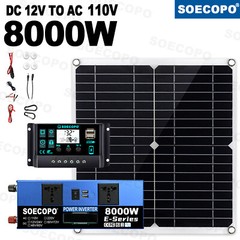 Solar Full Kit 8000w 110v Inverter 300W Solar Panel Home 100A Controller Syst0p
