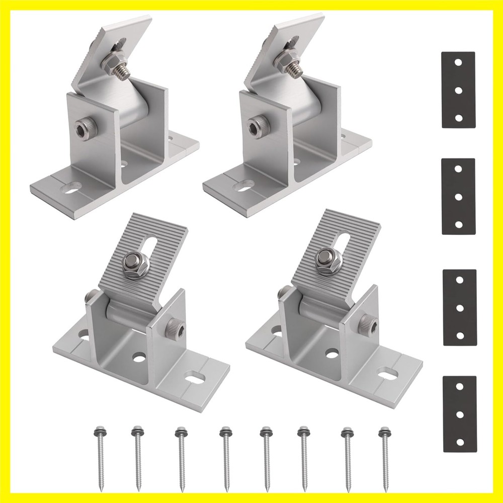 4 Pack Adjustable Solar Panel Tilt Mount Bracket Base, Tilt Angle 10°-60° Fla…