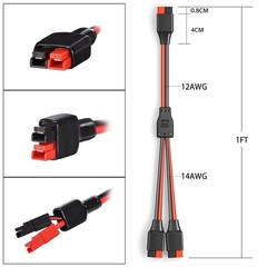 Solar Panel Splitter Anderson 1FT 12AWG Y Cable