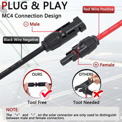 Solar Parallel Connectors for 2 Panels, Tool-Free MC4 Cable…