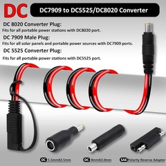 Connector to DC7909 8mm Adapter 14 AWG Extension Cable with DC7909 to DC5525/DC8