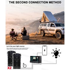 SOECOPO 7000W Peak Solar System Kit 2pcs Panel for Camping RV Home chargerGm