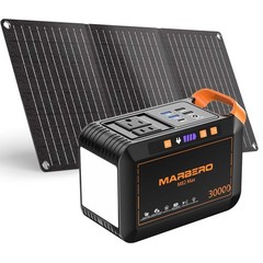 Portable Solar Generator 111Wh Power Station with 30W Solar Panel & AC Outlet –