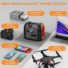 EnginStar Portable Power Station 300W 296Wh Battery Bank with 110V Pure Sine