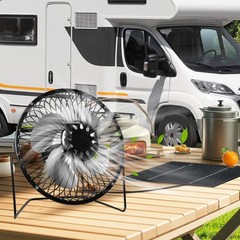 Solar Powered 10W Portable Fan 8 Inch with Power Bank for Outdoor Activities