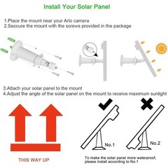 Solar Panel Charger Arlo Pro Pro2 2600mAh Adjustable Waterproof Outdoor Kit New