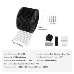 Rust-Resistant Solar Panel Bird Guard: 8″×100ft, 1/2″ Mesh, PVC Coating