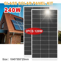 240W Watt Glass Solar Panel Monocrystalline PV Modul for RVs Camping Boat IP68