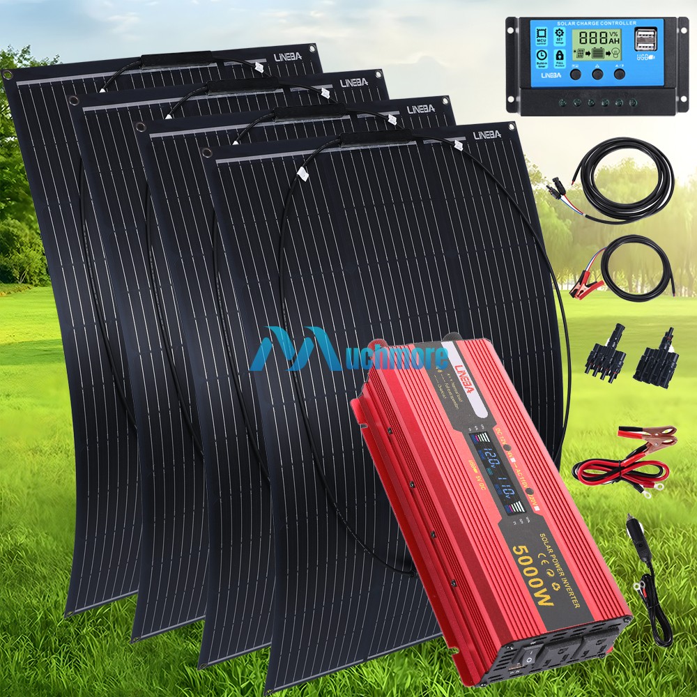 Portable Power Station 200W 400W Mono Solar Panel Kit with 5000W Power Inverter