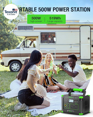 500W Portable Power Station with 100W Portable Solar Panel 20V, Outdoor Solar Ge