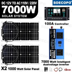 SOECOPO 7000W Peak Solar System Kit 2pcs Flexible Panel 100A Controller 12V/24V