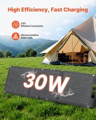 Foldable 30W Solar Panel: 24% Efficiency, USB-A + QC3.0 + Type-C