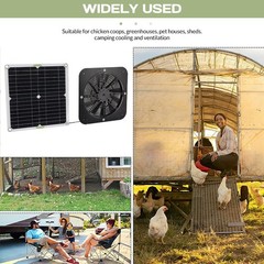 100W Solar Powered Exhaust Fan Ventilation Kit for Chicken Coop IP68 Waterproof