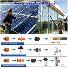 30FT Reach Solar Panel Cleaning Brush Kit with 5-24FT Telescoping Pole, 40FT …