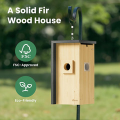 Solar Bird House with Camera, 1080P HD, Night Vision & AI Detection