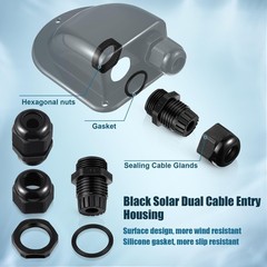 4 Set Solar Entry Gland Dual Entry Waterproof for 3mm²-10mm² (Black) | Solar …