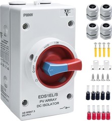 Waterproof IP66 Solar Disconnect Switch 4-Pole Red DC1500V 32Amp Isolator Sol…