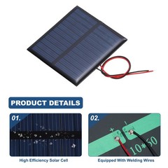 2Pcs 5.5V 0.33W 60mA Mini Solar Panels with Cable