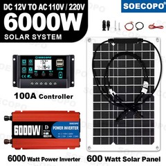 SOECOPO 6000W Solar System Complete Kit 12V DC to 110V/220V AC Inverter