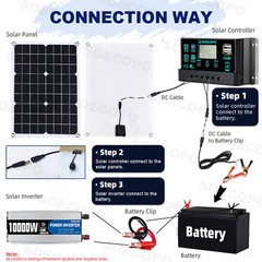 10000W Solar System with 100A Controller 20W-500W Panel Inverter for Home RV