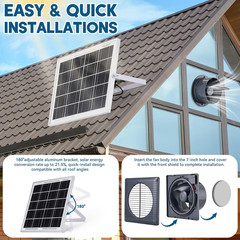 25W Solar Exhaust Fan Kit with 8″ High-Speed Fan, Bracket & Valve