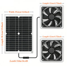 Solar Panel Fan Kit Exhaust Fans Dual Fan Vent Ventilation Coop Greenhouse Fan