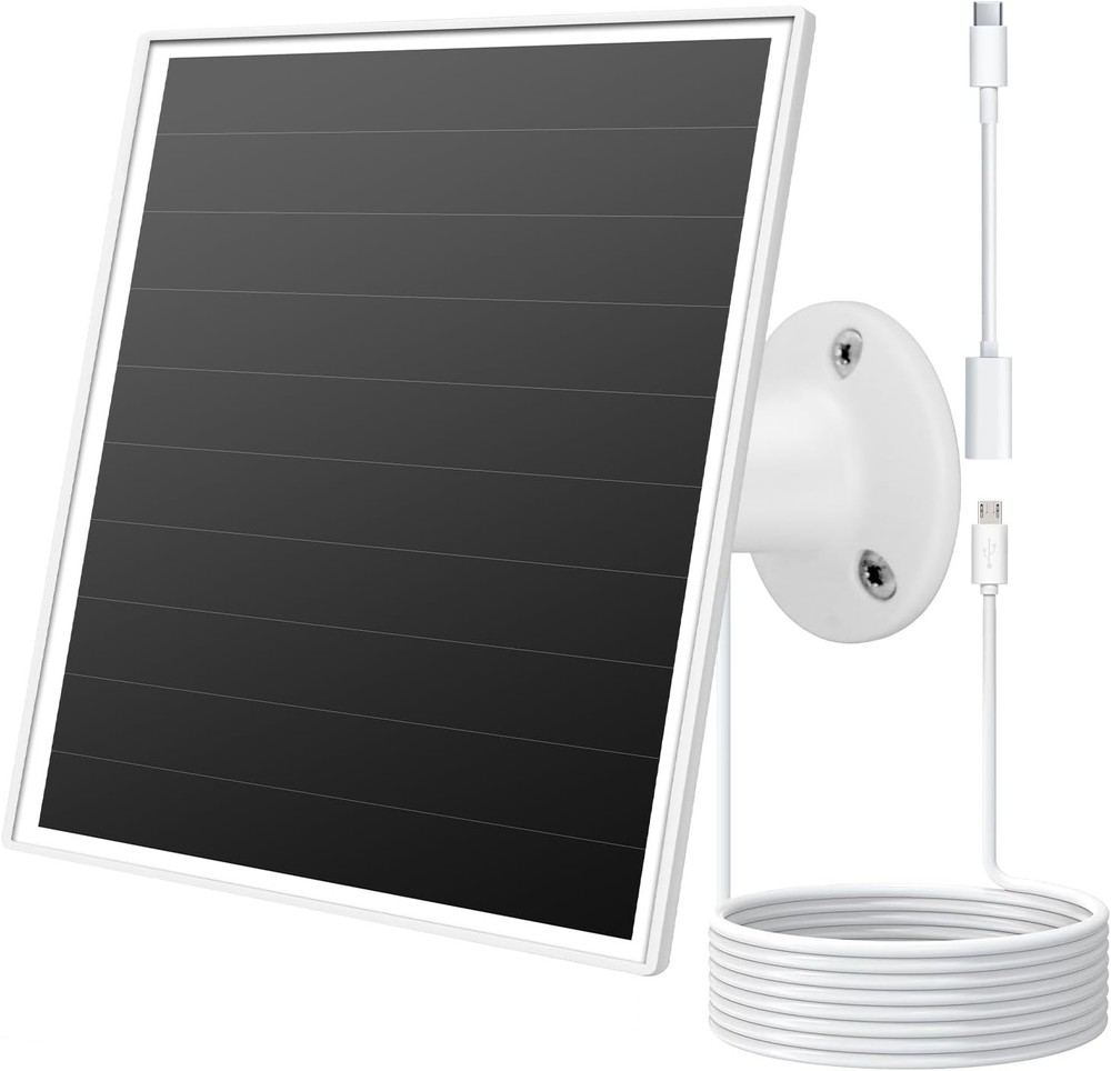 6W Solar Panel for Outdoor Security Camera with Micro USB & USB – C Port, Solar