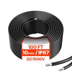100ft 10AWG PV Cable 6mm², Weather-Resistant XLPE, -40°F to 221°F
