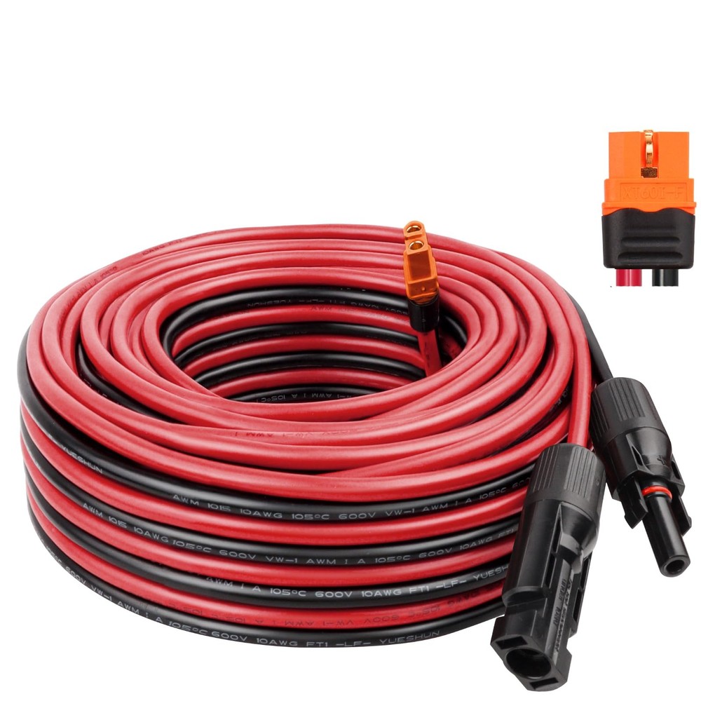Solar Panel to XT60i 10AWG 40FT Adapter Connector Extension Cable for Portabl…