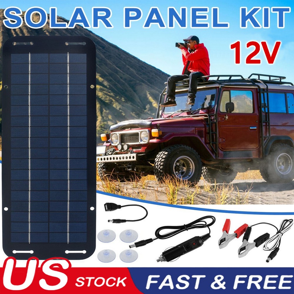 12V Solar Panel 30W Trickle Charger Battery Charger Kit Maintainer Boat Car RV