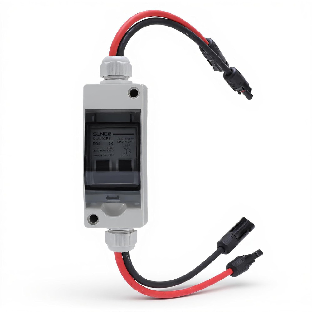 Solar Panel Disconnect Switch 30A DC AC Shut off 2 Poles Outdoor Home Miniature