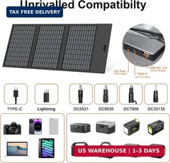 45W Portable Solar Panel Charger with USB-C, USB-A and DC Outputs 18V Foldable I