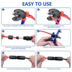 Solar Crimper Tool Kit for 2.5/4/6 Mm² PV Wire – 60PCS Male/Female Connectors