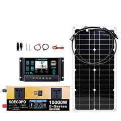SOECOPO 10000W Solar Power System Kit 12V/24V to 110V/220V Inverter Flexible Pan