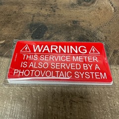2″ x 4″ WARNING Service Meter Also Served By Photovoltaic Labels 03-359 10 Pack