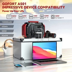 GOFORT 500W Portable Power Station 540Wh Solar Generator 1000W Peak for Camping